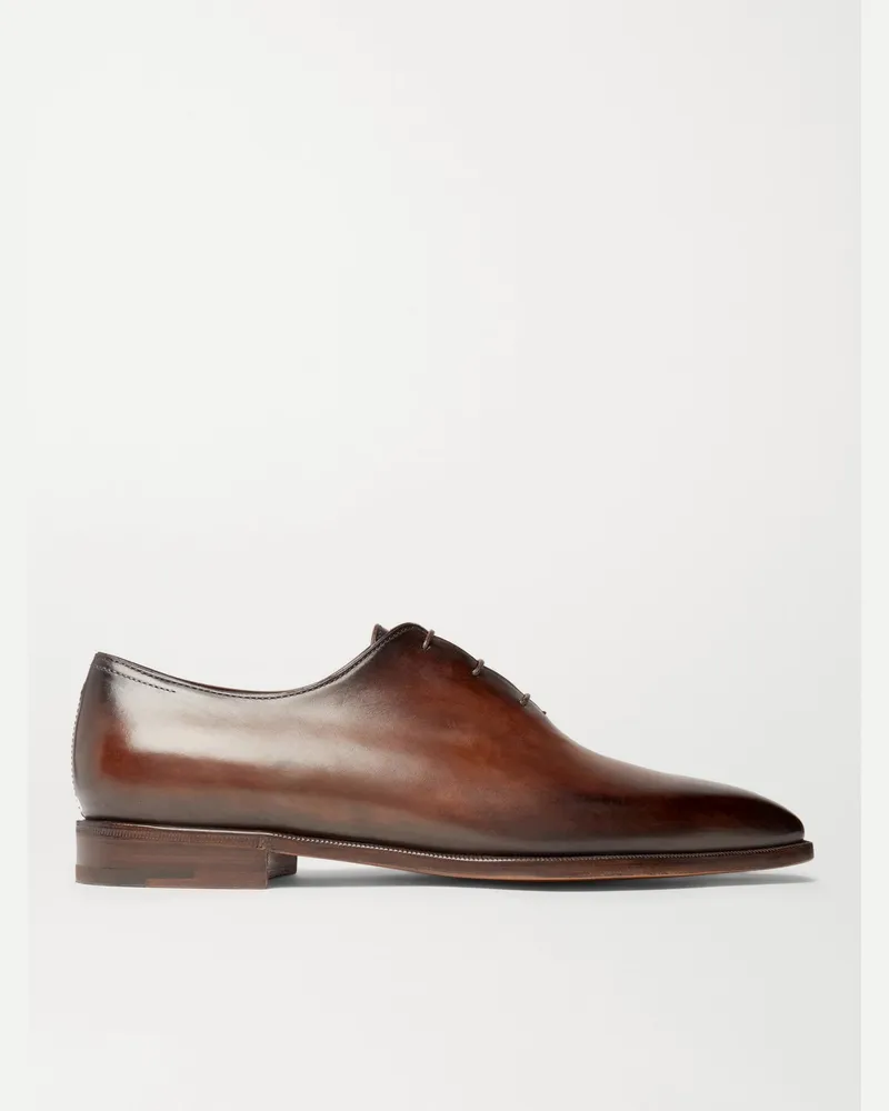 Berluti Blake Whole-Cut Venezia Leather Oxford Shoes Brown