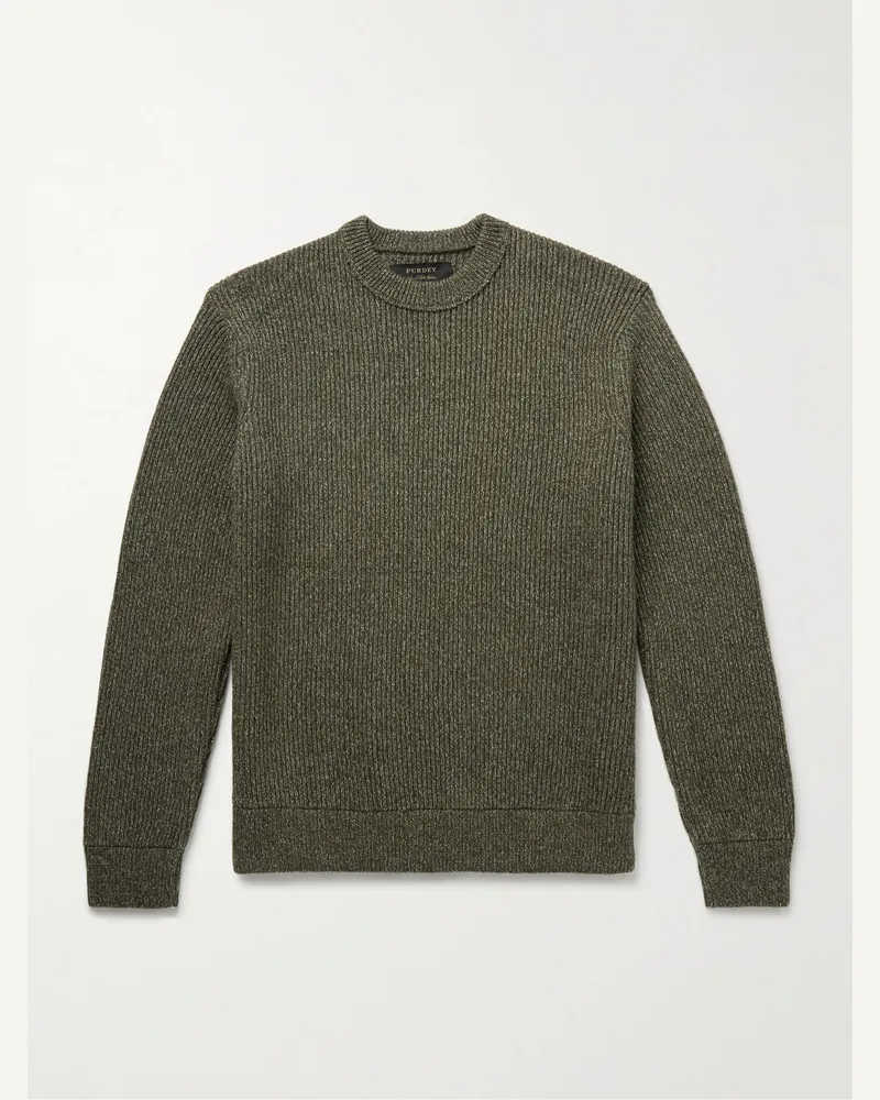 PURDEY Glamis Pullover aus einer Woll-Baumwollmischung in Rippstrick Grün