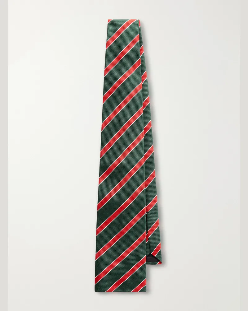 Celine 8cm Striped Silk-Twill Tie Red