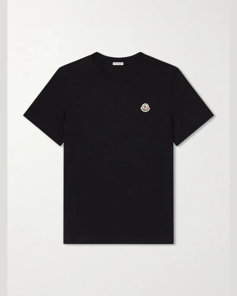Moncler Pack of Three Logo-Appliquéd Cotton-Jersey T-Shirt Black