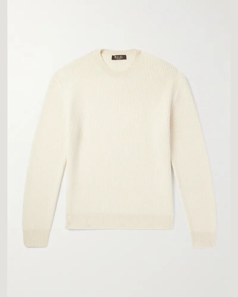 Loro Piana Fobello Ribbed Cashmere Sweater Neutrals
