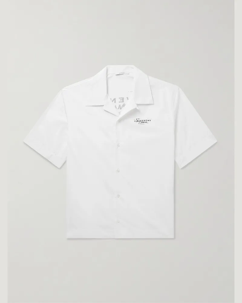 Givenchy Hemd aus Baumwollpopeline mit wandelbarem Kragen und Logoprint Weiß