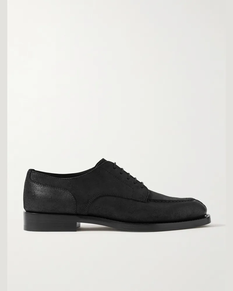 Brunello Cucinelli Derby-Schuhe aus gewachstem Veloursleder Schwarz