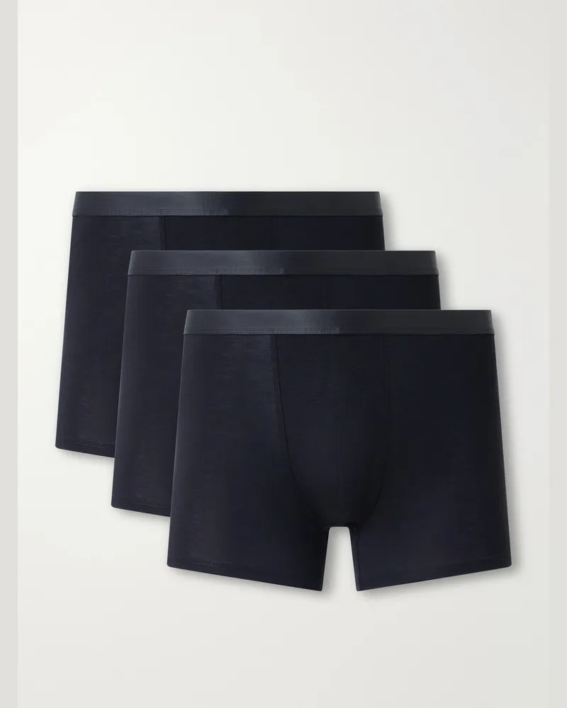 CDLP Three-Pack Stretch-TENCEL™ Lyocell and Wool-Blend Jersey Boxer Briefs Black