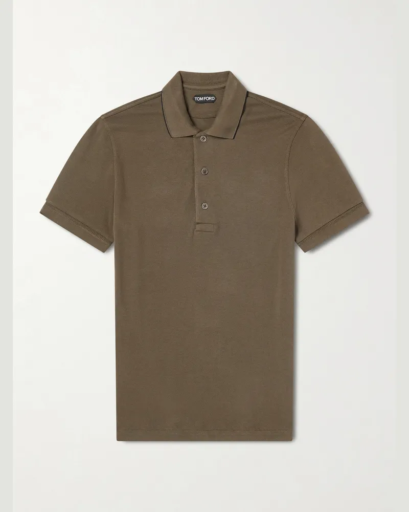 Tom Ford Slim-Fit Lyocell-Piqué Polo Shirt Green