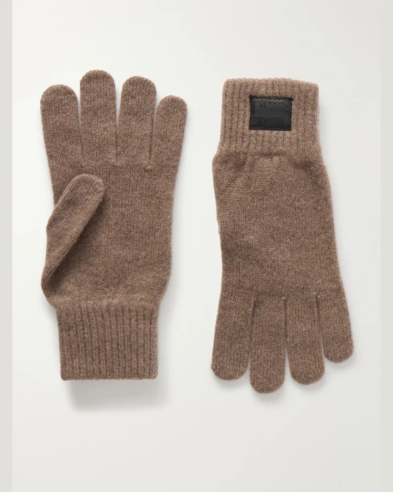 Paul Smith Cashmere and Merino Wool-Blend Gloves Brown