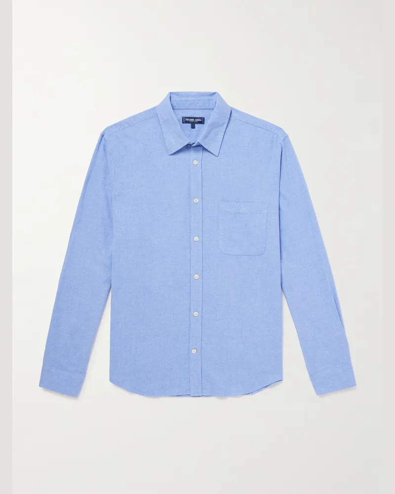 Frescobol Carioca Telles Hemd aus Baumwollflanell Blau
