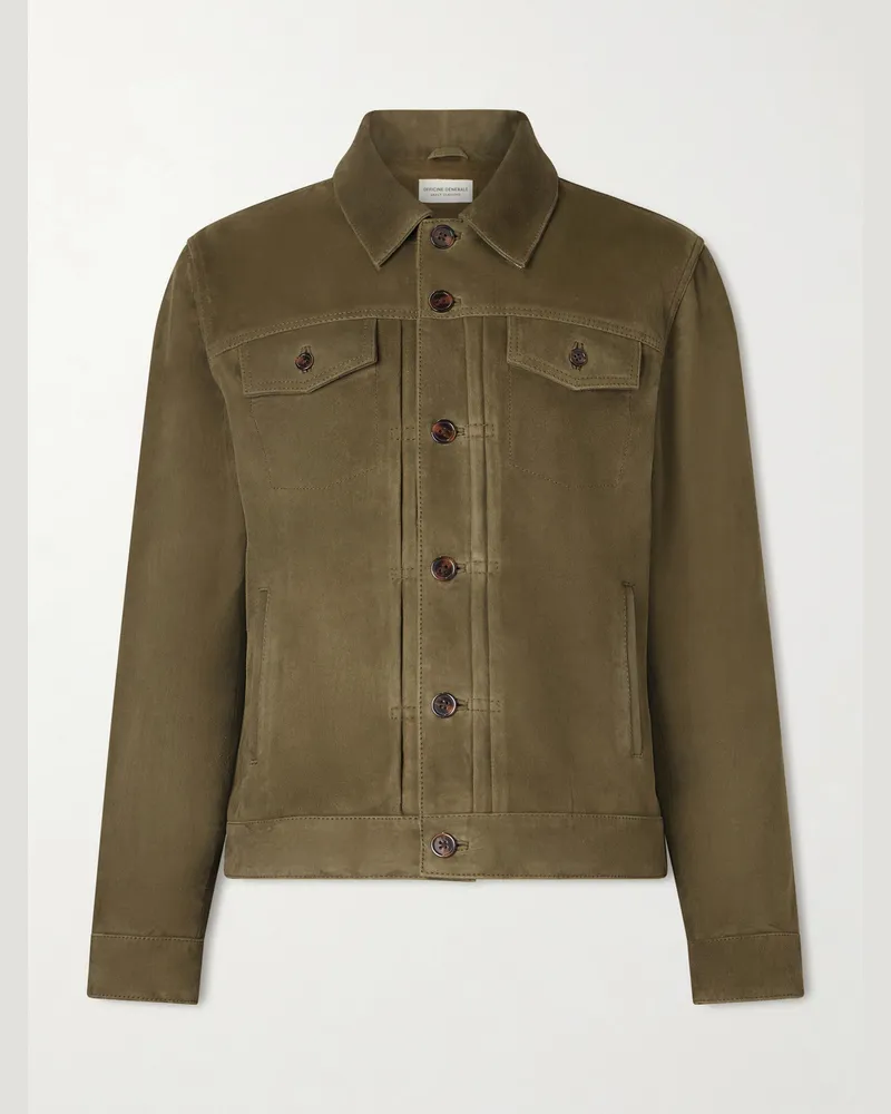 Officine Generale Liam Suede Jacket Green