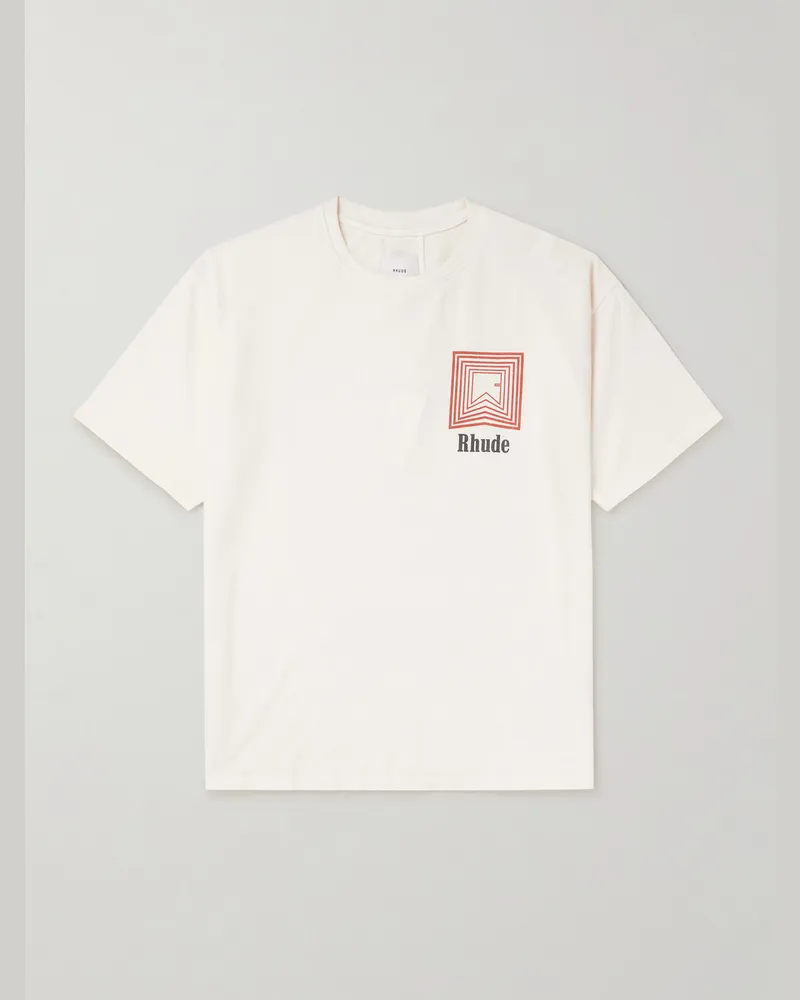 RHUDE T-Shirt aus Baumwoll-Jersey mit Logoprint Weiß