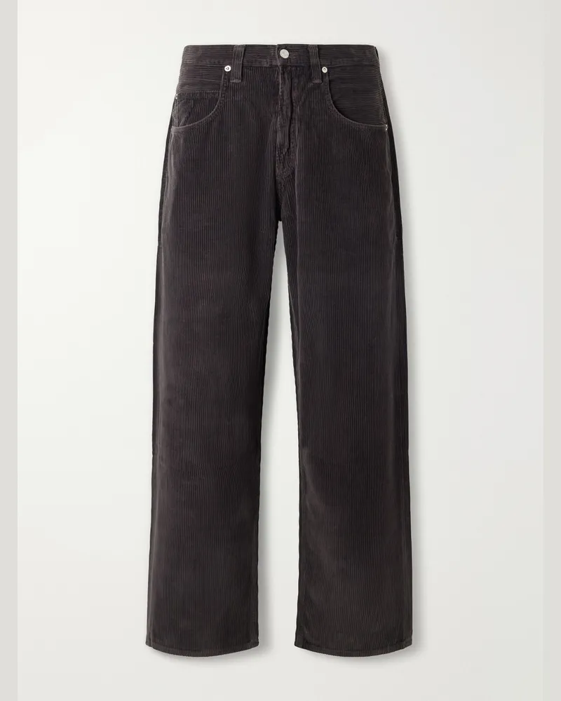 AGOLDE Fusion Straight-Leg Cotton-Corduroy Trousers Gray