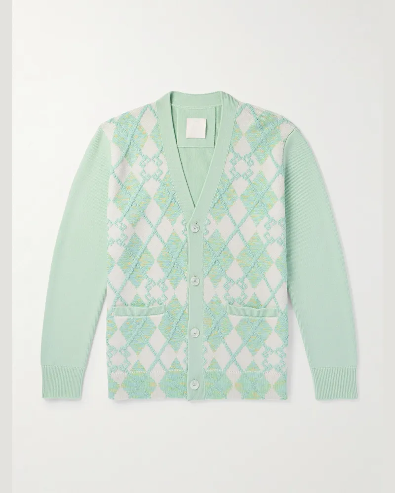 Givenchy Cardigan aus einer Wollmischung mit Argyle-Muster Grün