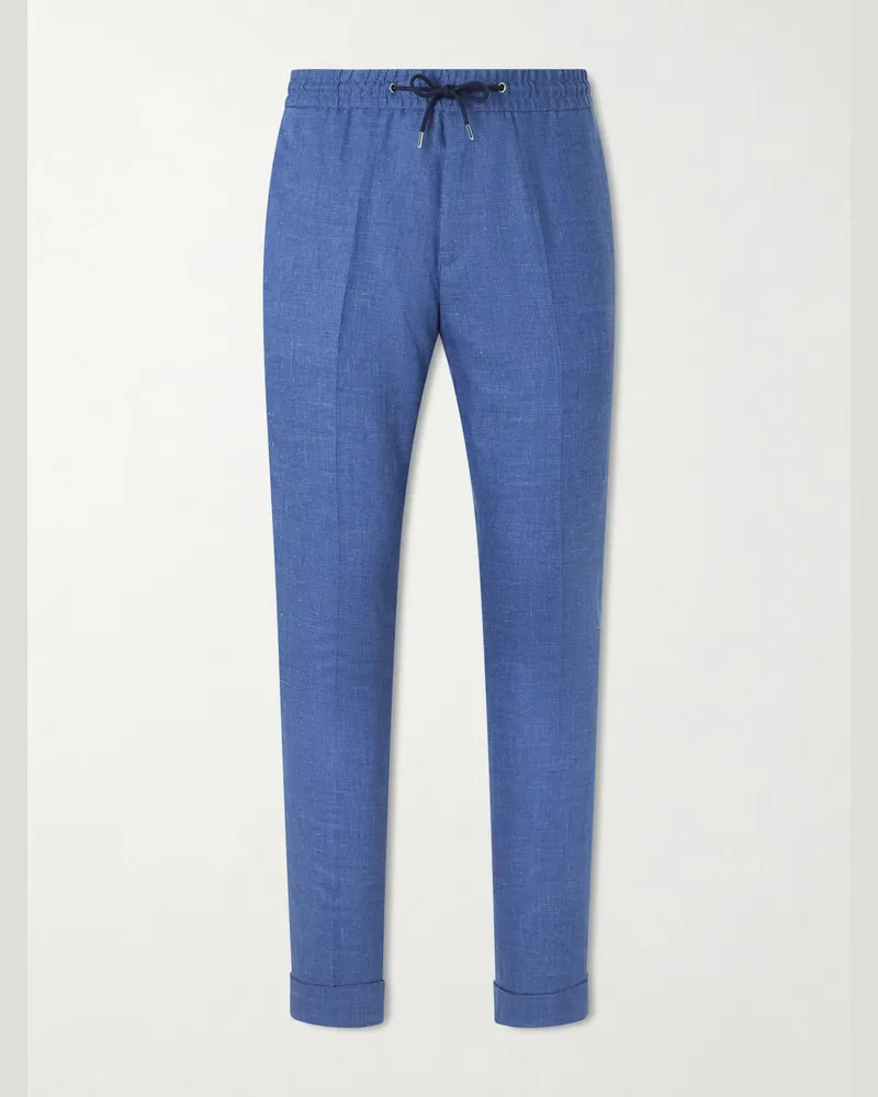 Paul Smith Straight-Leg Linen Trousers Blue