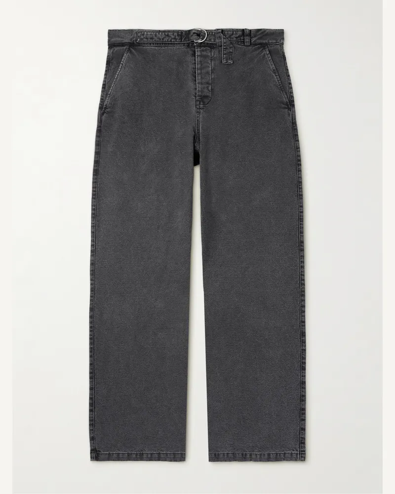 Our Legacy Stern gerade geschnittene Hose aus Canvas aus einer Baumwoll-Leinenmischung mit Gürtel Schwarz