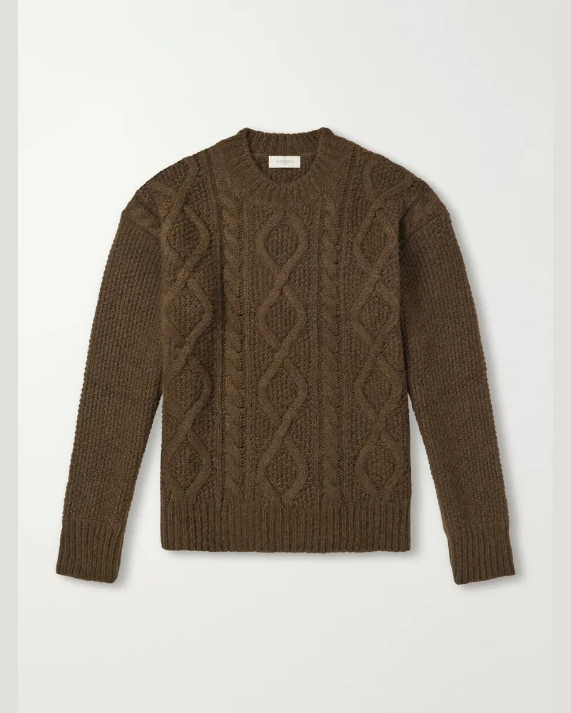 PIACENZA 1733 Cable-Knit Alpaca and Wool-Blend Sweater Brown