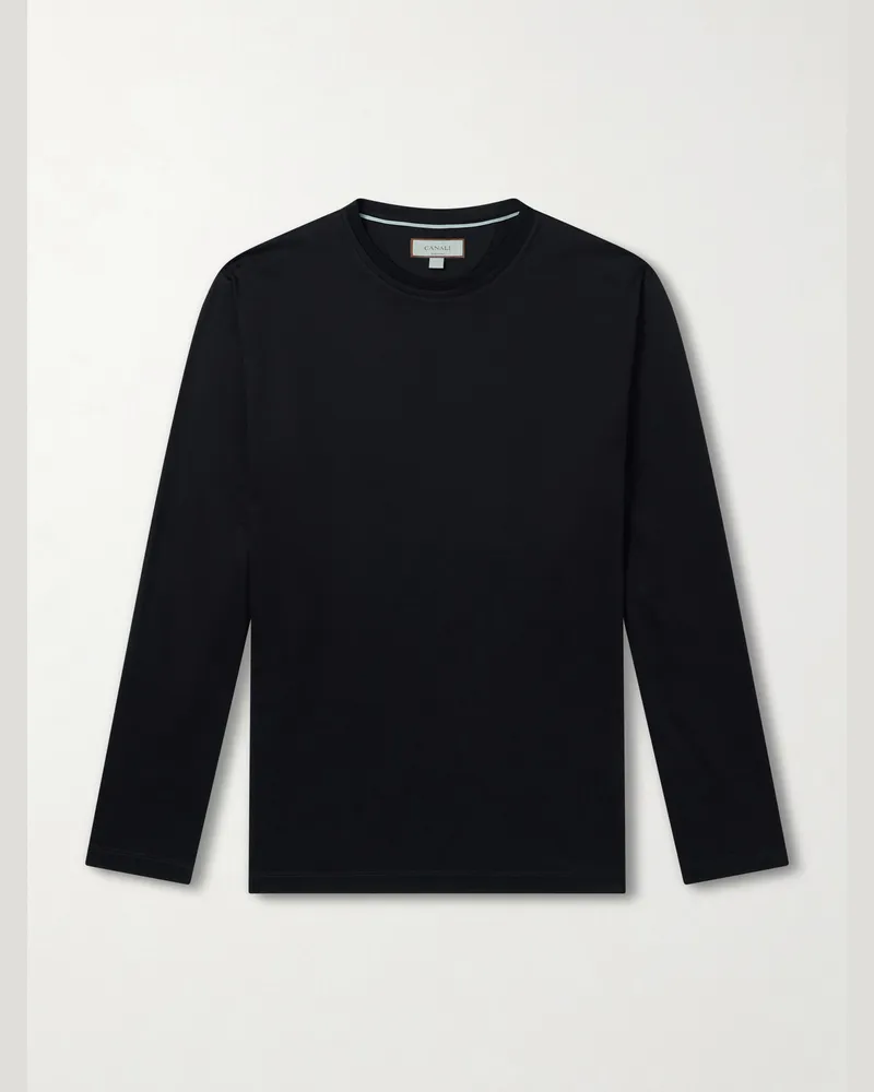 Canali Cotton-Jersey T-Shirt Black