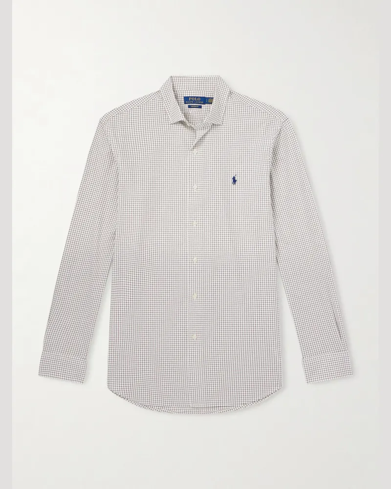 Ralph Lauren Kariertes Hemd aus Baumwolle mit Logostickerei Weiß