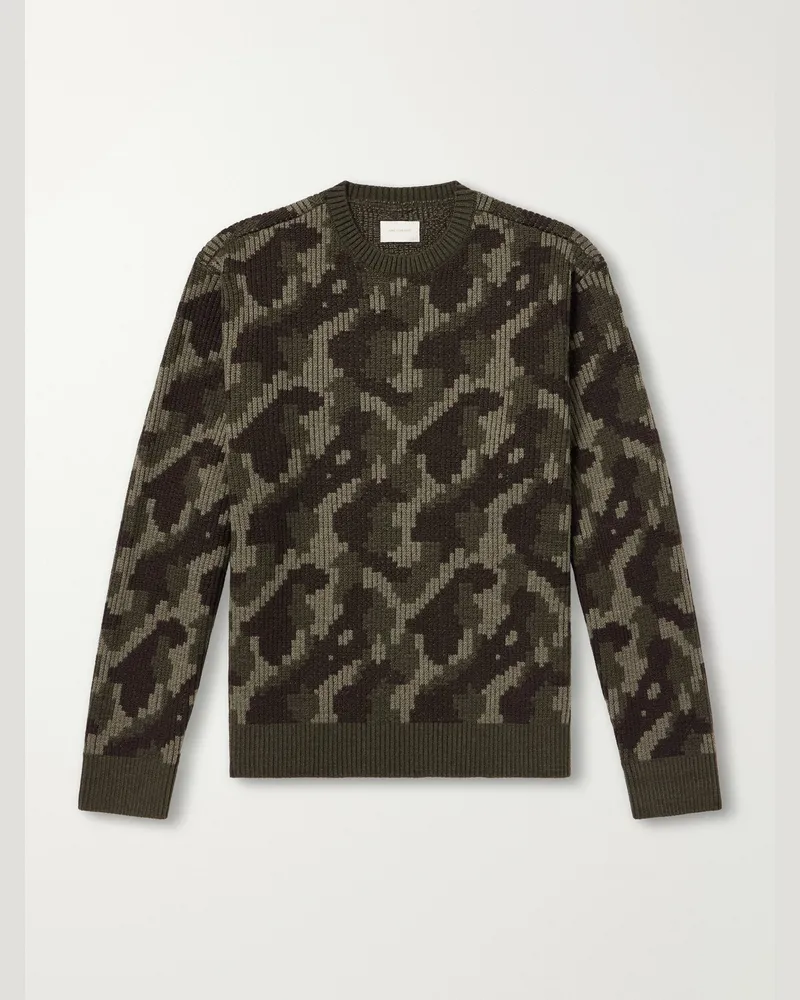 Aimé Leon Dore Camouflage-Ribbed Wool Sweater Green