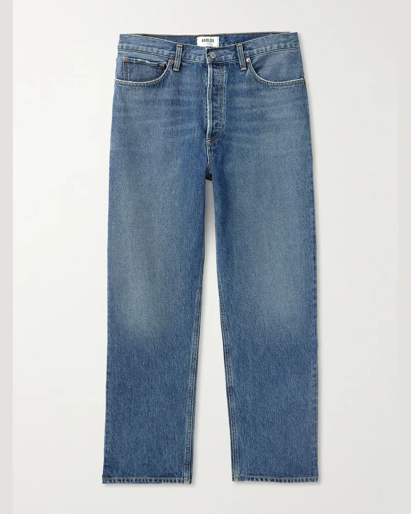 AGOLDE 90's Straight-Leg Distressed Jeans Blue