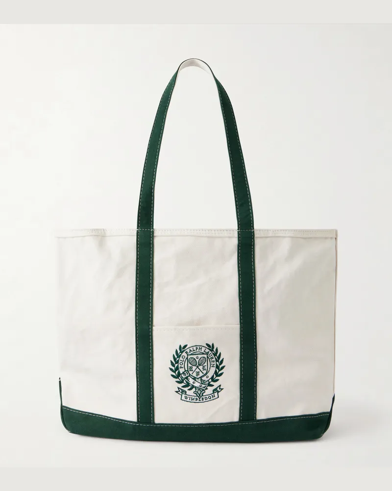 Ralph Lauren Wimbledon Embroidered Large Cotton Tote Bag Neutrals