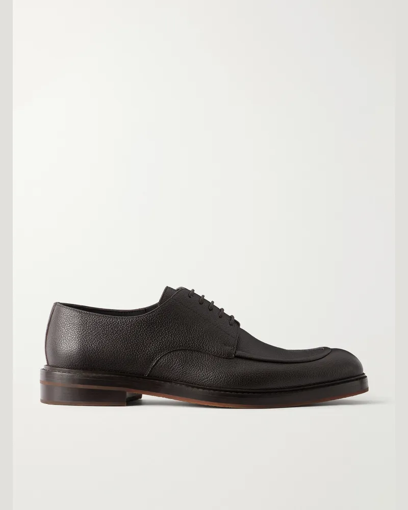 Manolo Blahnik Newbury Full-Grained Leather Derby Shoes Brown
