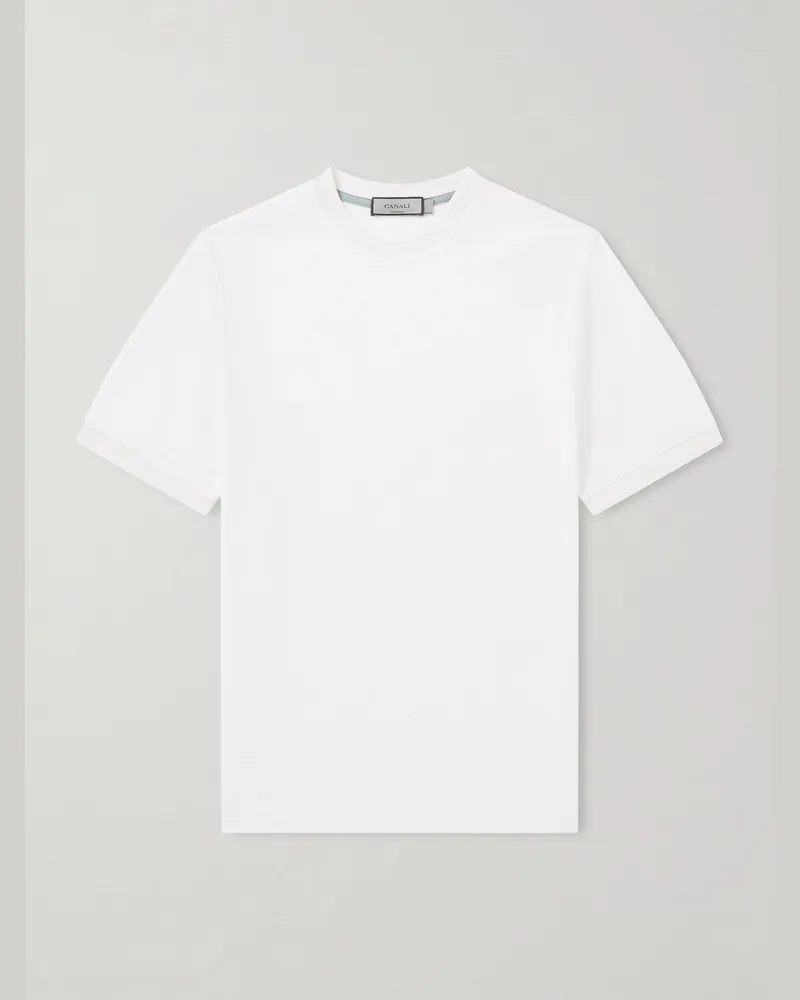 Canali Cotton-Piqué T-Shirt White