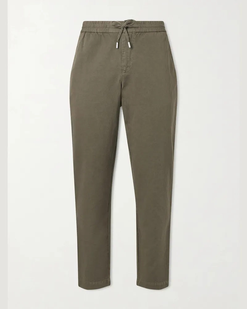 MR P. Straight-Leg Cotton and Linen-Blend Twill Drawstring Trousers Green