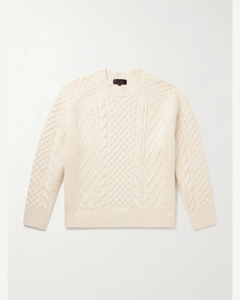 Nili Lotan Carran Cable-Knit Wool Mock-Neck Sweater Neutrals