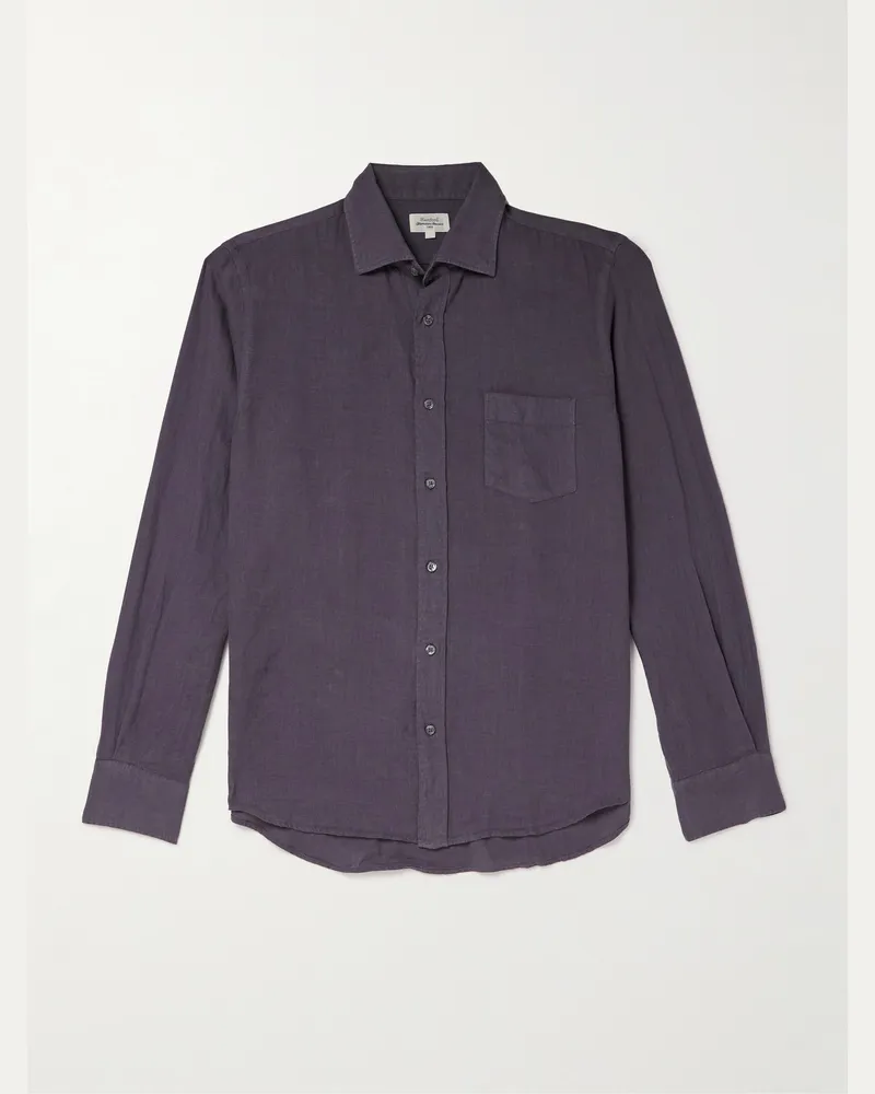 Hartford Paul Pat Hemd aus Leinen Blau