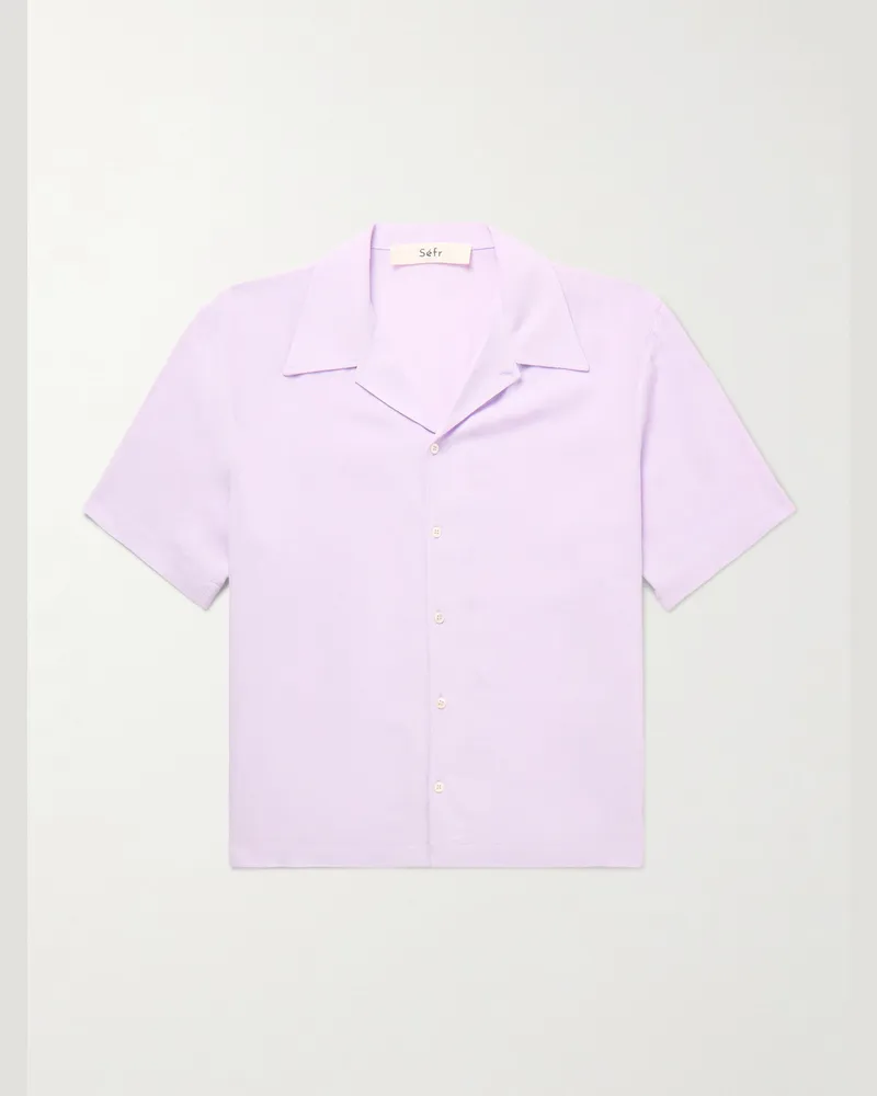 Séfr Noam Convertible-Collar Voile Shirt Purple
