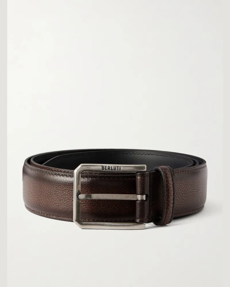 Berluti 3cm Full-Grain Venezia Softy Leather Belt Brown
