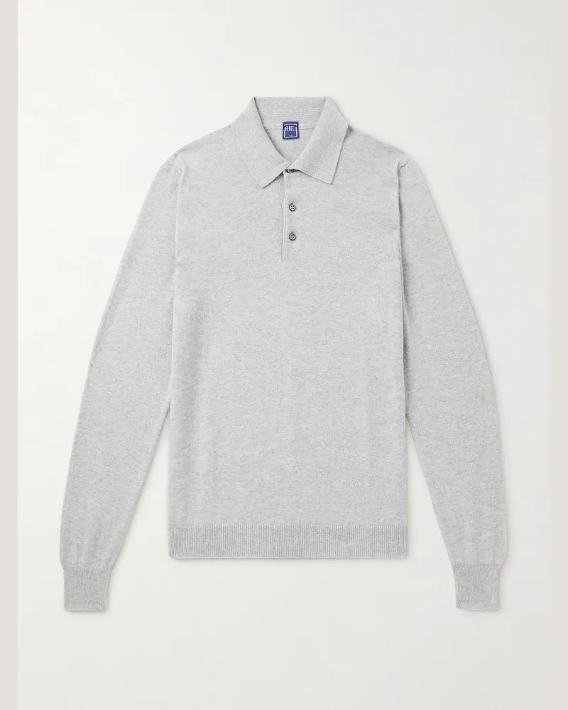 Fedeli Sportsman schmal geschnittener Pullover aus Kaschmir mit Polokragen Grau