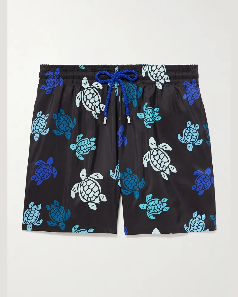 Vilebrequin Mahina gerade geschnittene mittellange Badeshorts aus recyceltem Material Schwarz
