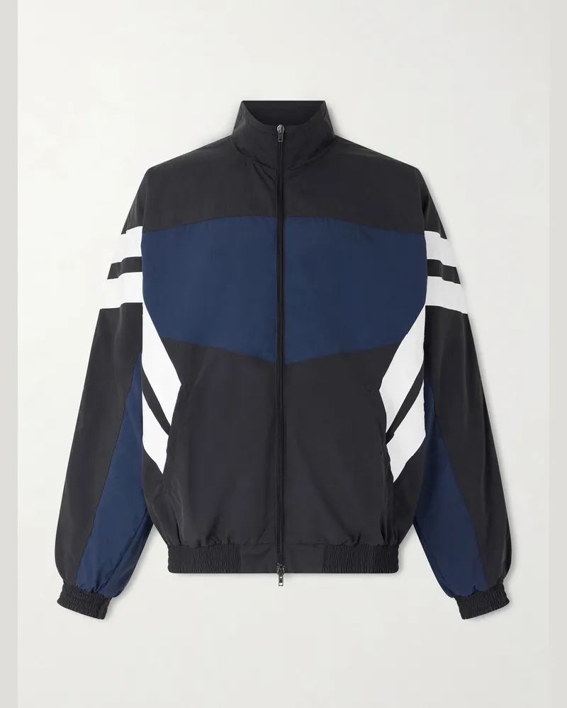 VETEMENTS Logo-Embroidered Colour-Block Shell Track Jacket Black