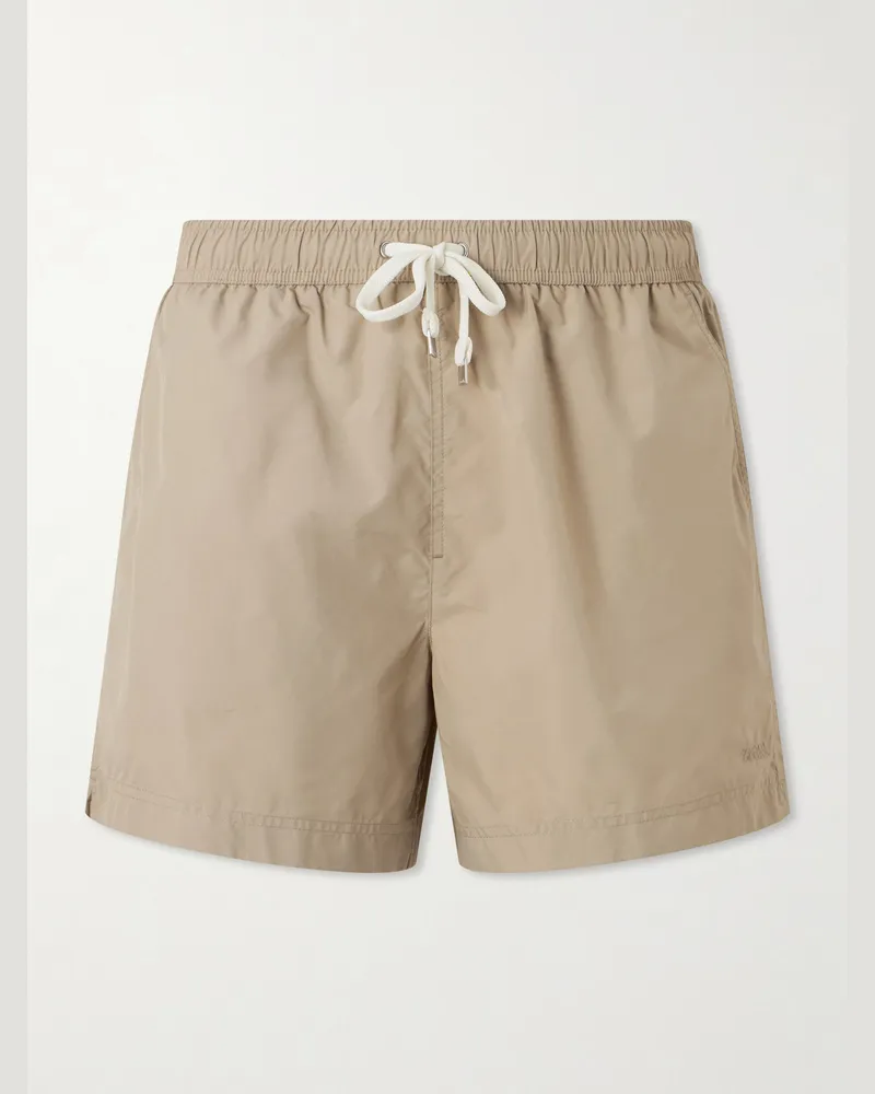 Ermenegildo Zegna Straight-Leg Mid-Length Swim Shorts Neutrals