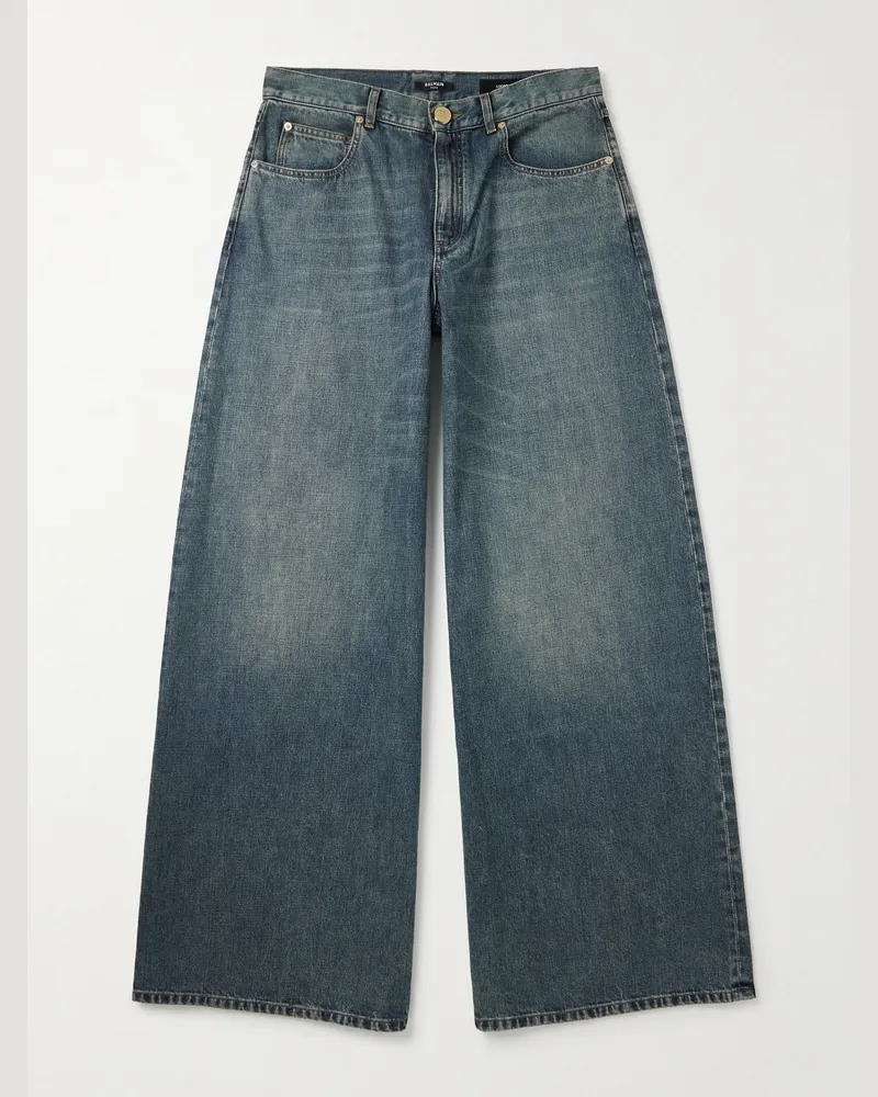 Balmain Weit geschnittene Jeans Blau