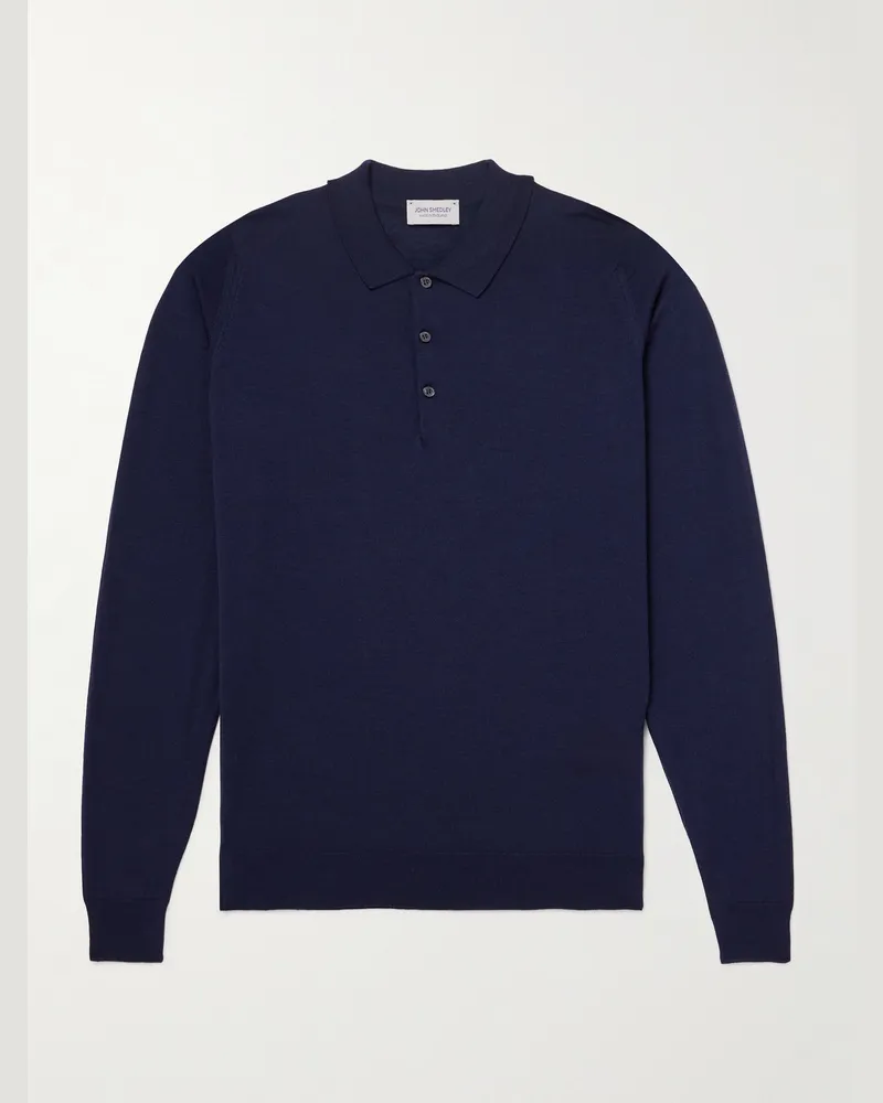 John Smedley Belper Slim-Fit Merino Wool Polo Shirt Blue