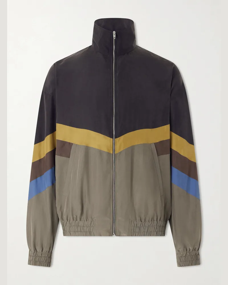 Valentino Garavani Silk Striped Zip-Up Jacket Multi