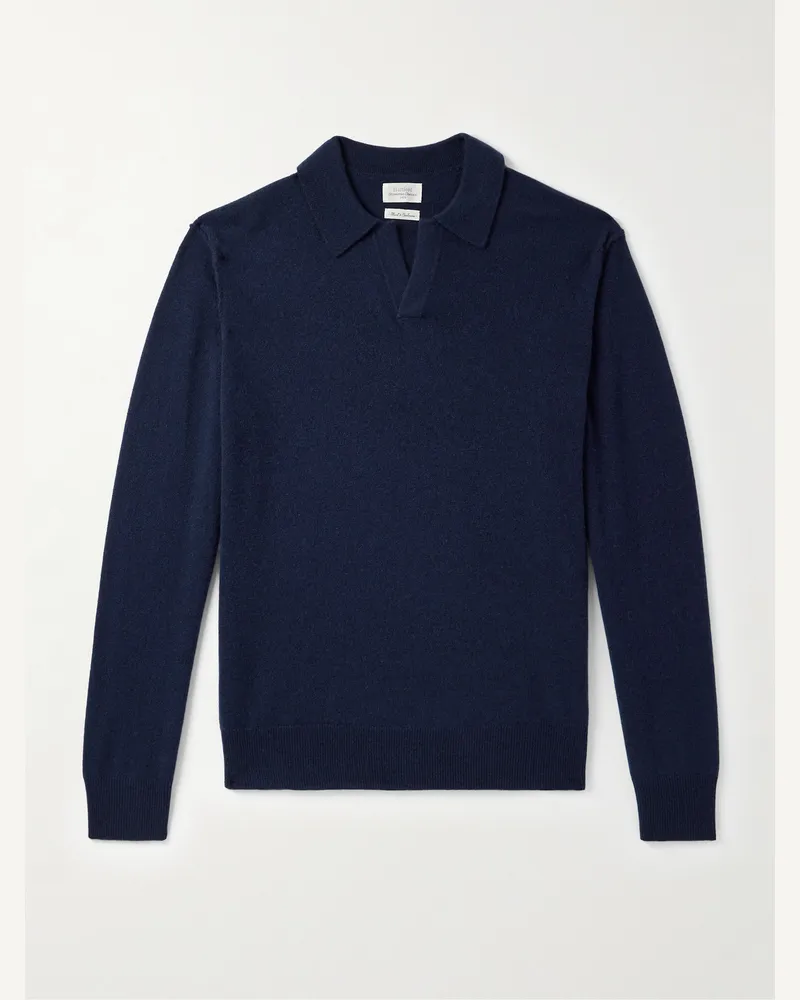 Hartford Wool and Cashmere-Blend Polo Shirt Blue