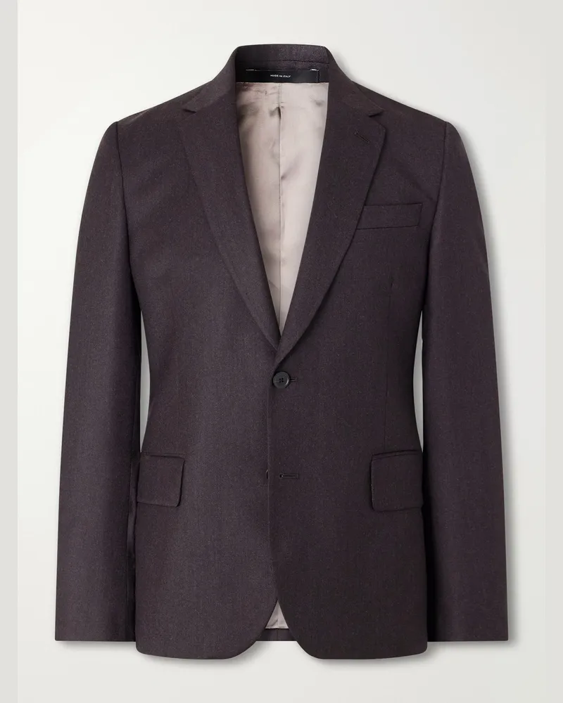 Paul Smith Wool and Cashmere-Blend Flannel Suit Jacket Brown