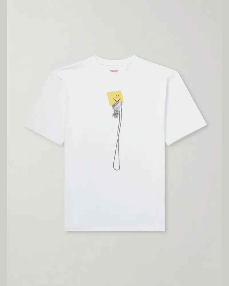 KAPITAL Peckish Printed Cotton-Jersey T-Shirt White