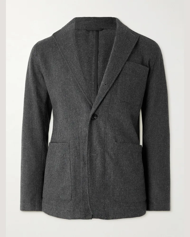 Hartford Jonny Recycled Wool-Blend Flannel Blazer Gray