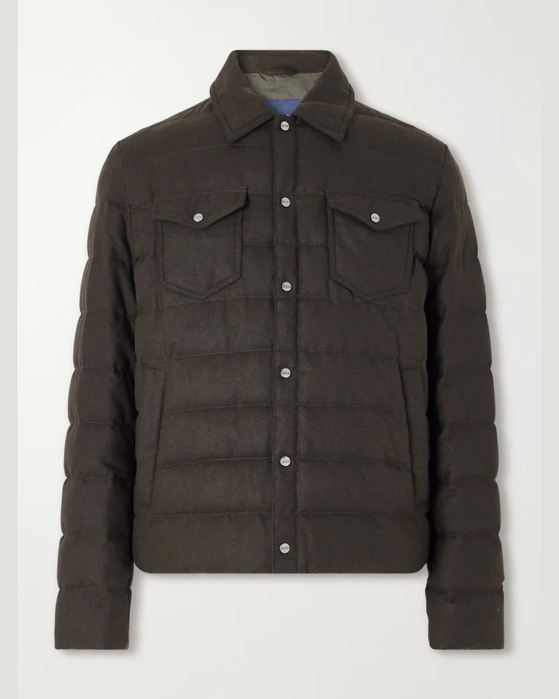 Herno Quilted Flannel Down Jacket Brown