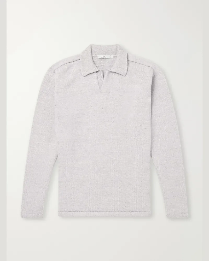 Inis Meáin Wool and Linen-Blend Polo Shirt Gray
