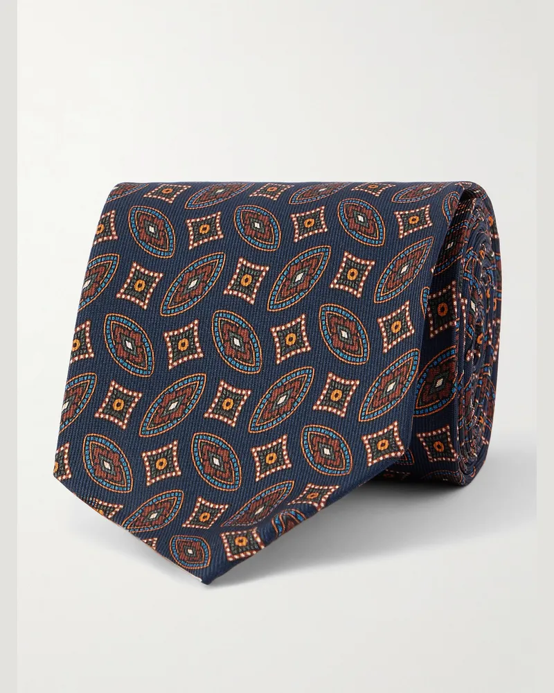 Rubinacci Krawatte aus Seiden-Jacquard, 9 cm Blau
