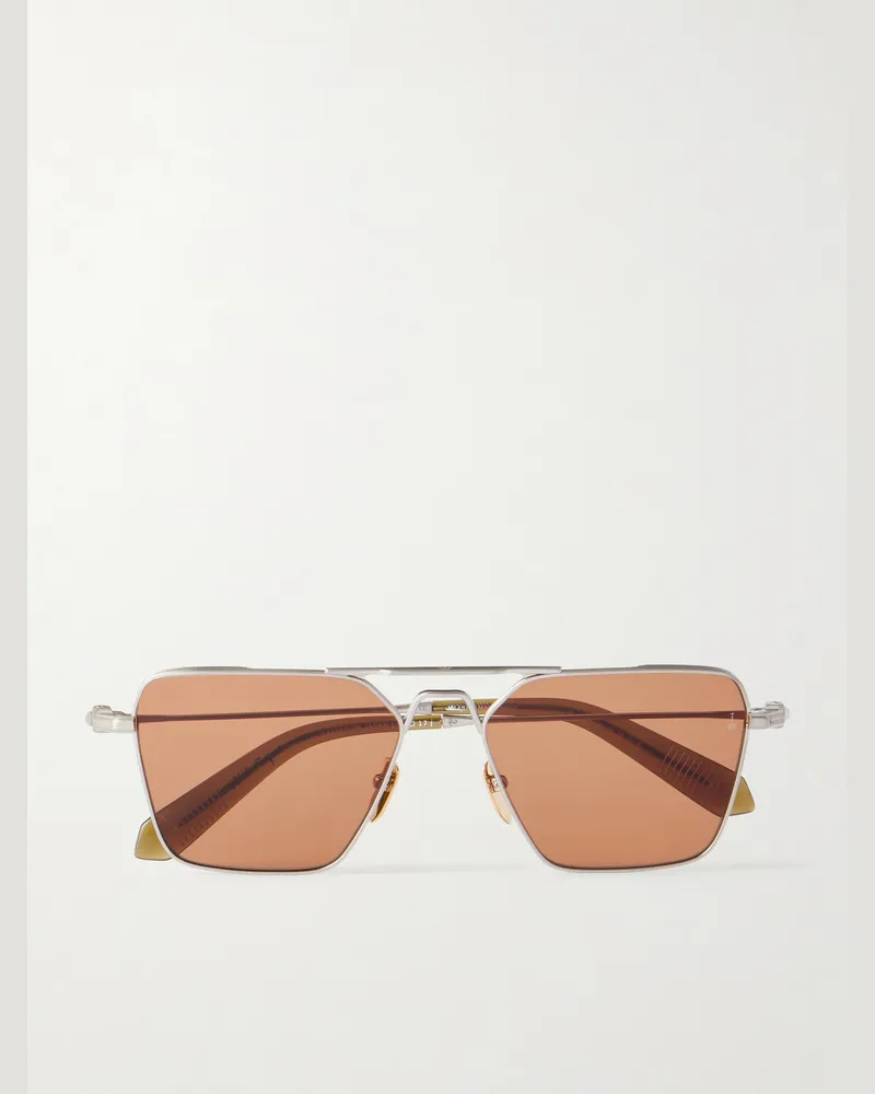 Jacques Marie Mage Nick Fouquet Nellcôte Square Frame Metal Sunglasses Silver