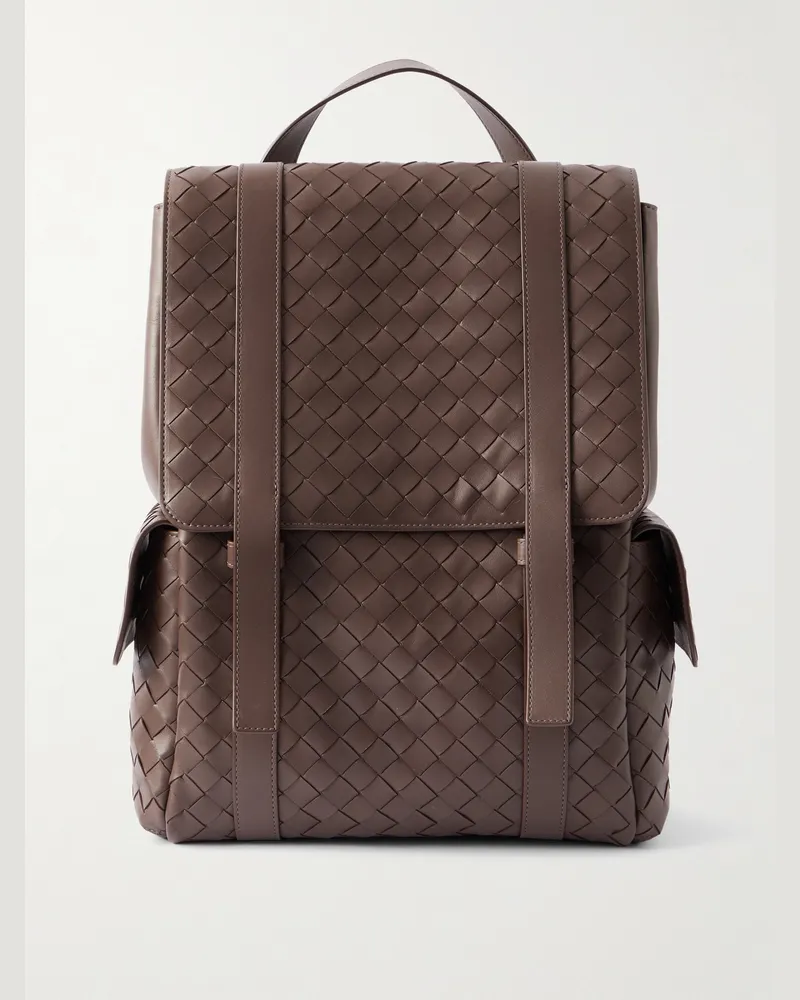 Bottega Veneta Intrecciato Leather Backpack Brown