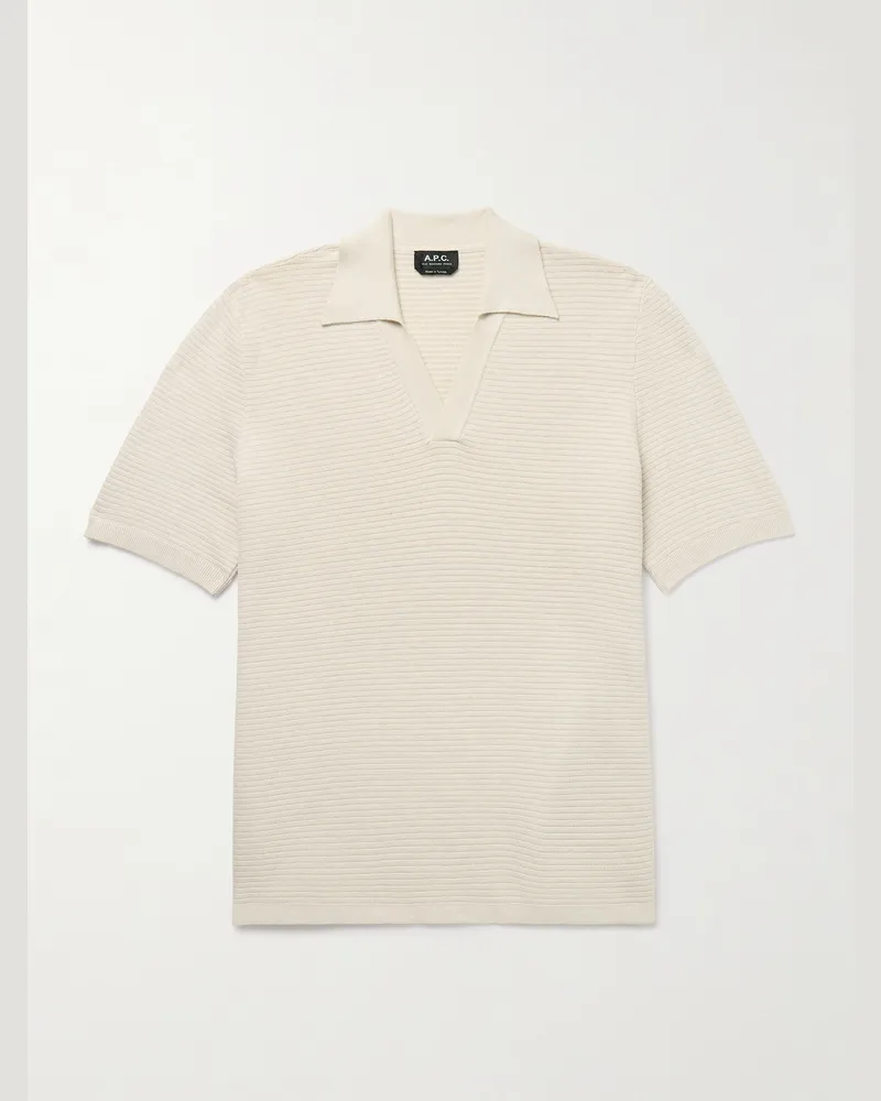 A.P.C. Livio Ribbed Cotton Polo Shirt Neutrals