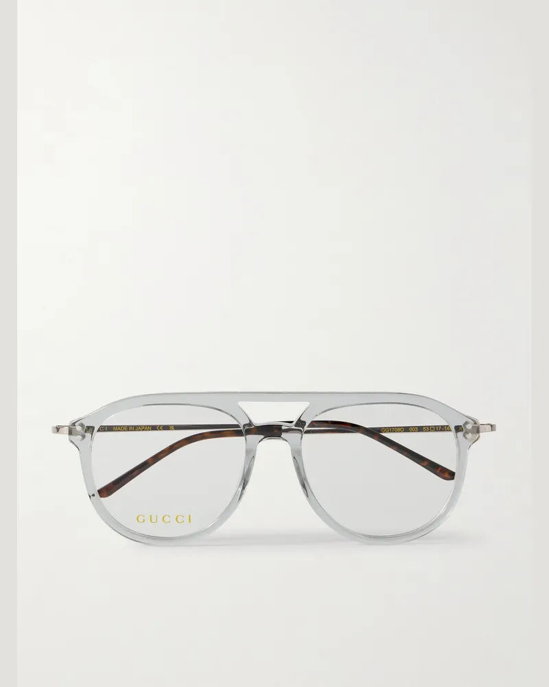 Gucci Pilotenbrille mit Rahmen aus Azetat und silberfarbenen Details Grau
