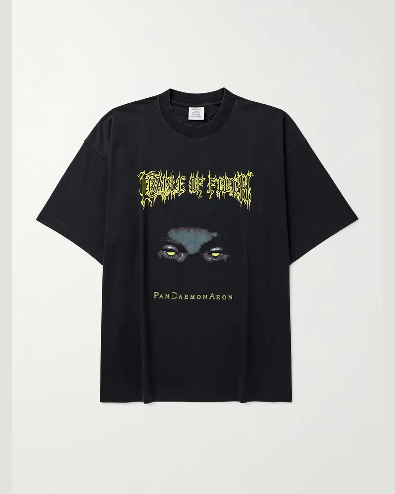 VETEMENTS Oversized-T-Shirt aus Baumwoll-Jersey mit Print Schwarz