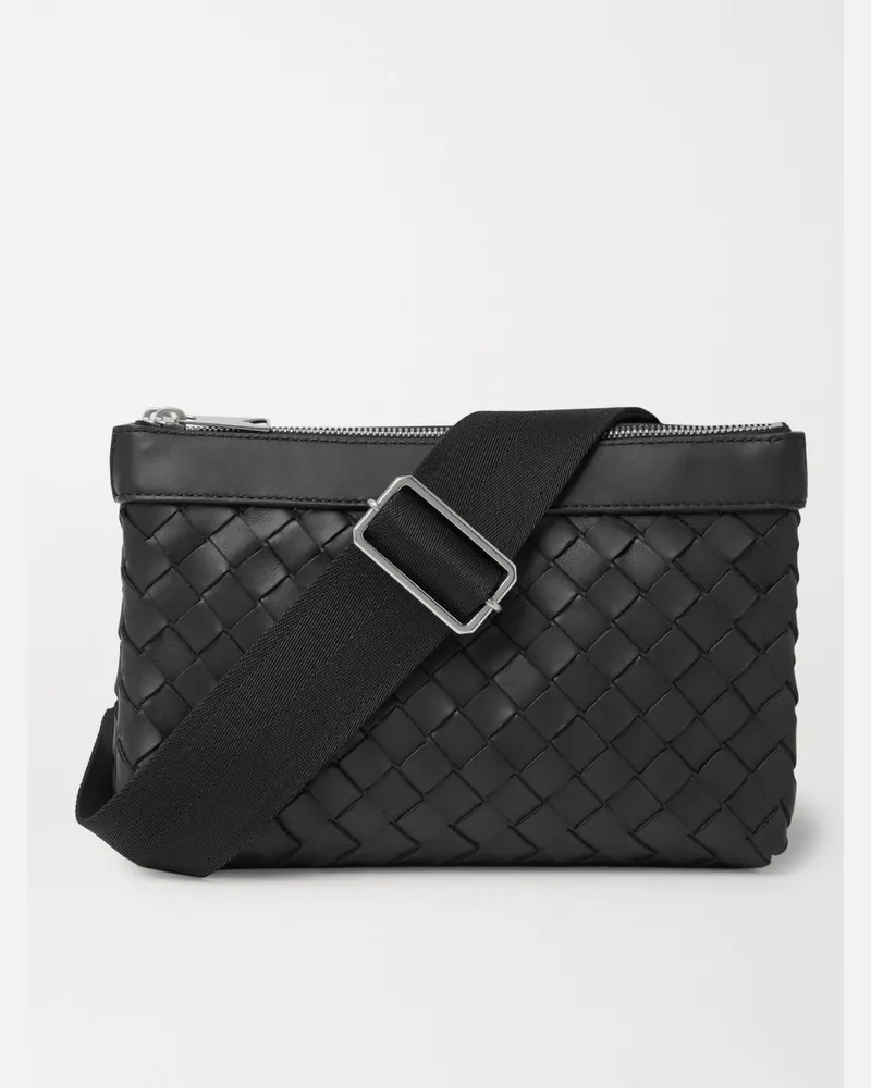 Bottega Veneta Duo Umhängetasche aus Intrecciato-Leder Schwarz